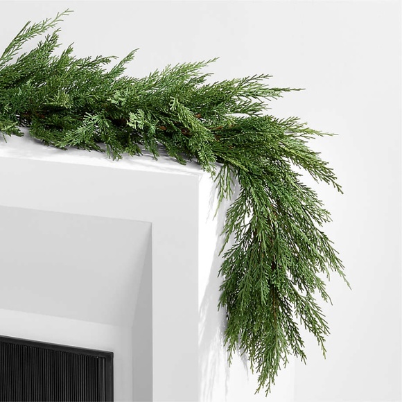 Crate&Barrel Faux Cypress Real Touch Christmas Garland 6' - Picture 1 of 4